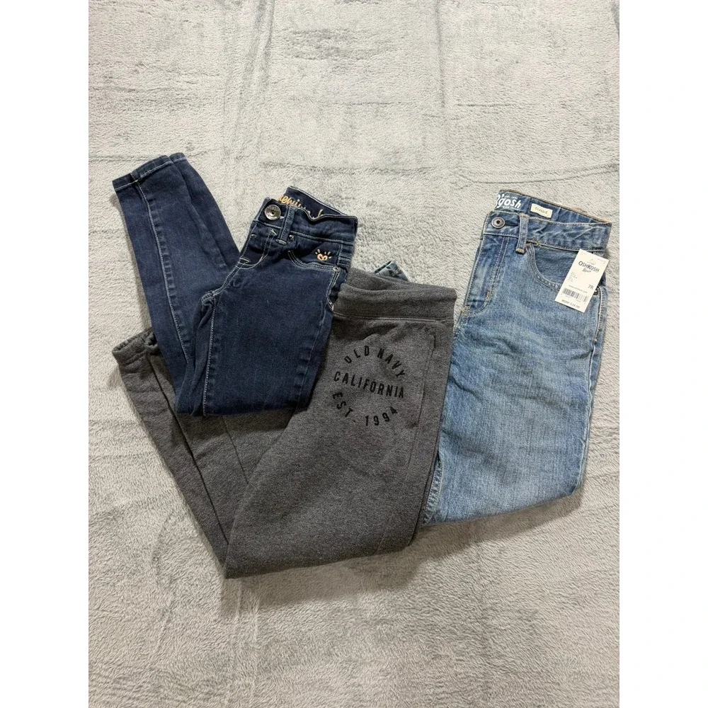 Kids Bottoms Bundle OshKosh Jeans Justice‎ Jeggings Old Navy Sweatpants Size 7-8